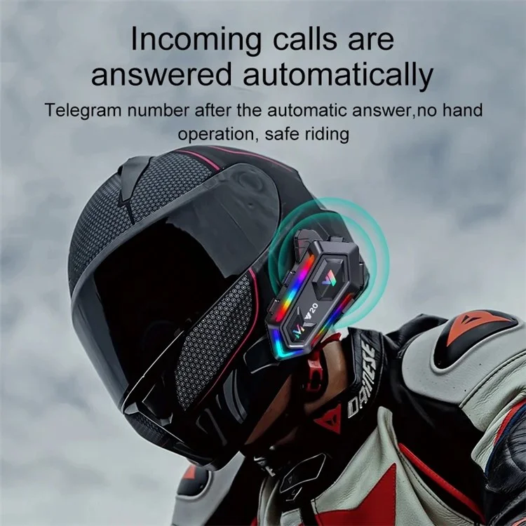 Y20 RGB Light Motorcycle Helmet Bluetooth-compatible Headset Support Voice Assistant - Hard Mic