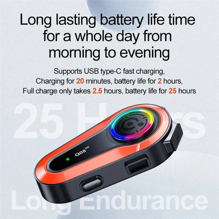 Q08-2X Motorcycle Bluetooth-compatible Headset Helmet Speakers Intercom 2 Riders 1000M Deep Bass-Resonance - Hard Microphone