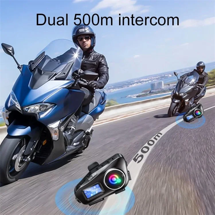 Q58-MAX Casco de Moto Bluetooth Auriculares Altavoces IP65 Resistente al Agua Auriculares de Casco Radio FM - Micrófono Duro