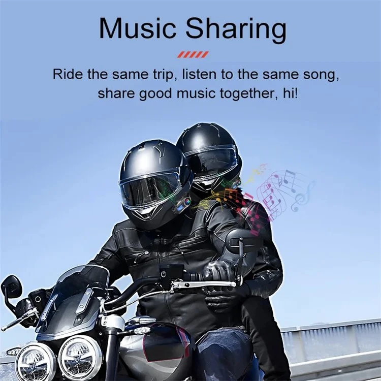 Q58-MAX Casco de Moto Bluetooth Auriculares Altavoces IP65 Resistente al Agua Auriculares de Casco Radio FM - Micrófono Duro