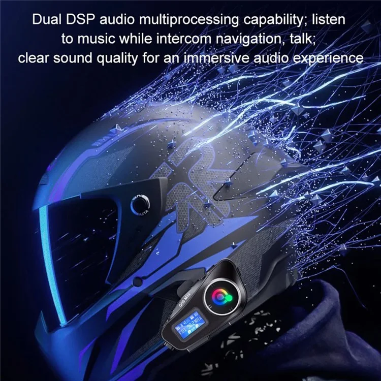 Q58-MAX Casco de Moto Bluetooth Auriculares Altavoces IP65 Resistente al Agua Auriculares de Casco Radio FM - Micrófono Duro