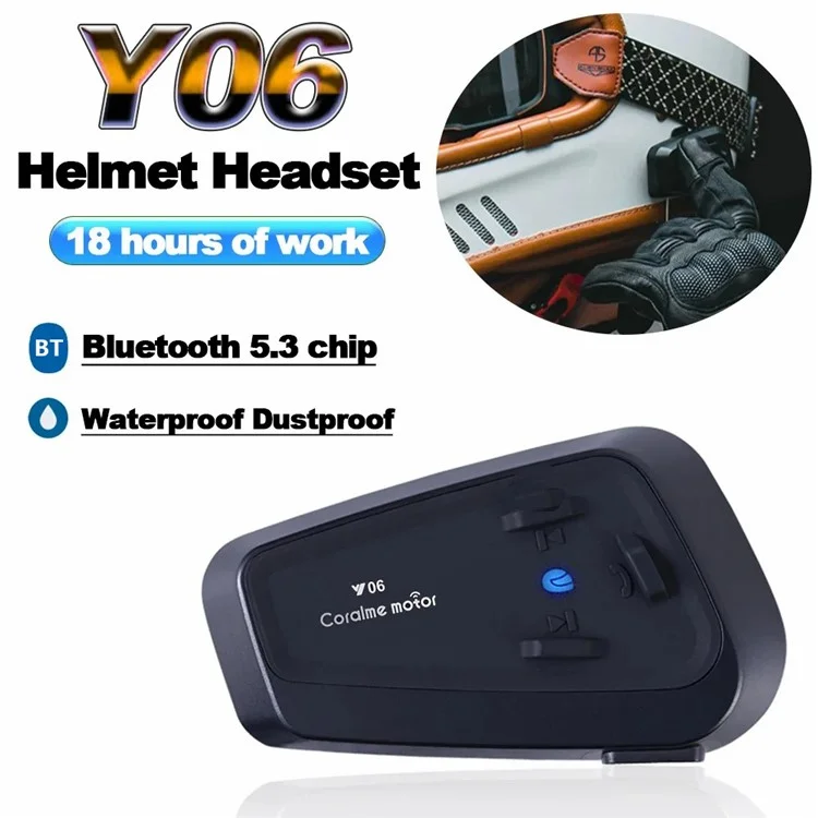 Y06 Motorcycle Helmet Bluetooth-compatible Headset Waterproof Noise Reduction Wireless Bluetooth-compatible Headphones - Hard Microphone