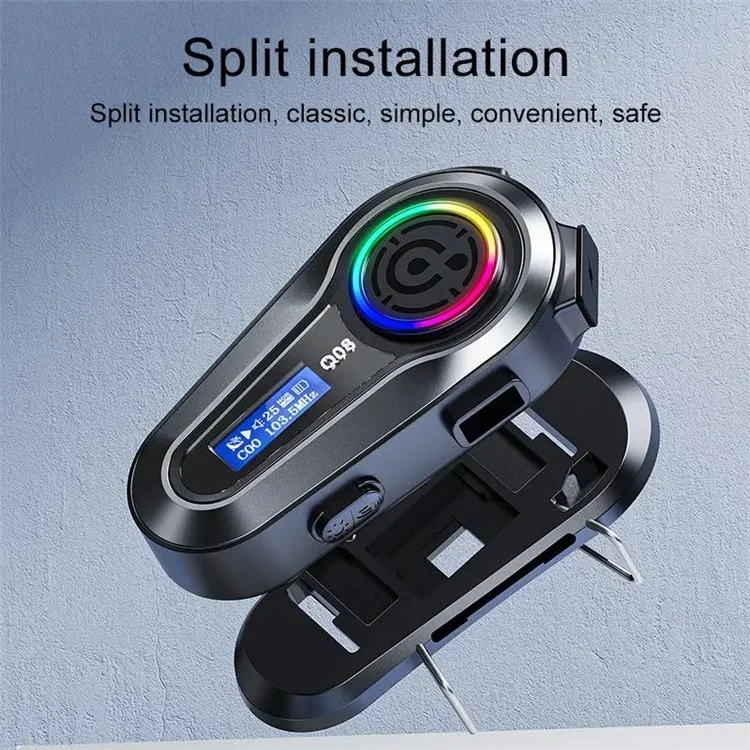 Q08 Motorcycle Helmet Bluetooth-compatible Headset Wireless Headphones FM Radio IPX6 Waterproof Headset - Soft Microphone