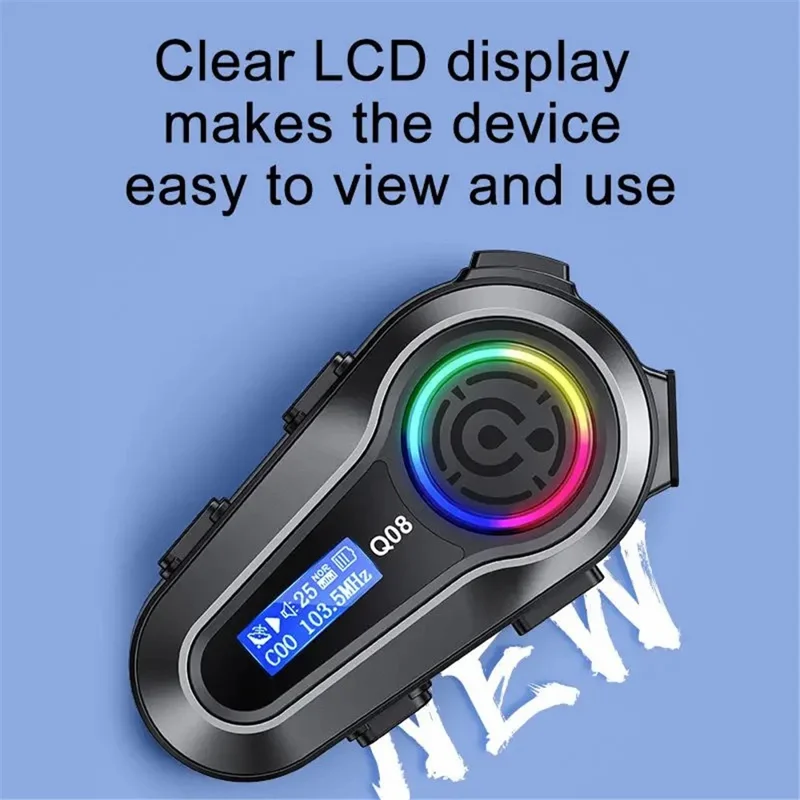 Q08 Motorcycle Helmet Bluetooth-compatible Headset Wireless Headphones FM Radio IPX6 Waterproof Headset - Hard Microphone