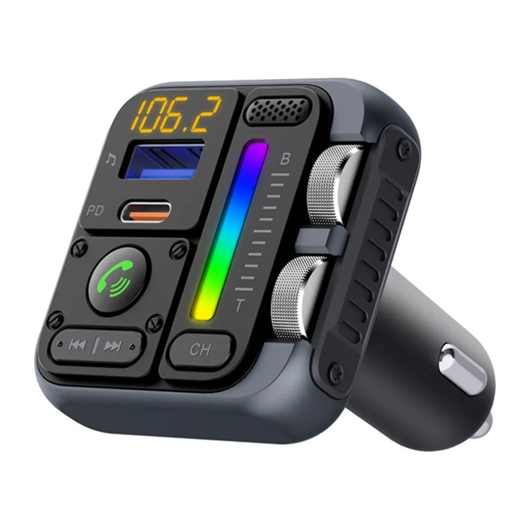 MT04 Car Bluetooth Adapter FM Transmitter HiFi Music MP3 Player Type-C + USB Car Charger