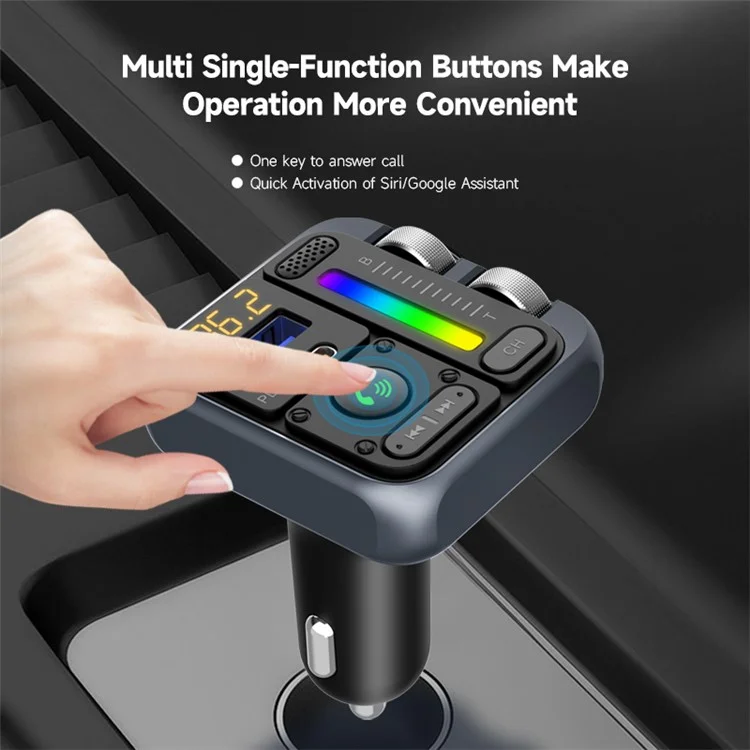 MT04 Bluetooth-Adapter für Autos, FM-Sender, HiFi-Musik-MP3-Player, Typ-C + USB-Autoladegerät