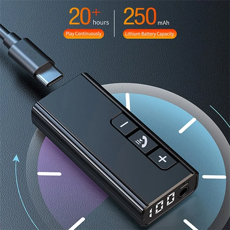 GR13 Car Bluetooth-compatible Adapter Power Digital Display Audio Music Wireless Receiver Hands-free Call Adapter