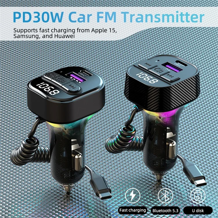 C53 Car Bluetooth-compatible Receiver FM Transmitter MP3 Player Fast Charging Car Charger