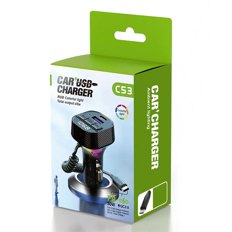 C53 Car Bluetooth Receiver FM -sender MP3 -player Schneller Ladewagen -ladegerät