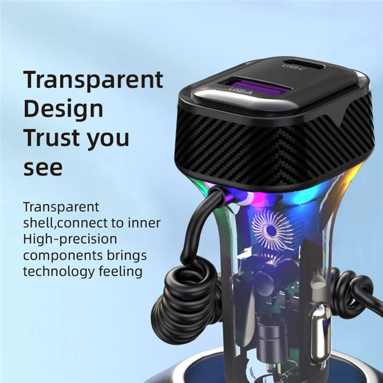 K8 Usb + Type-C Double Port QC3.0 Chargeur de Voiture à Chargement Rapide Avec Câble de Type c Pour Huawei / iPhone