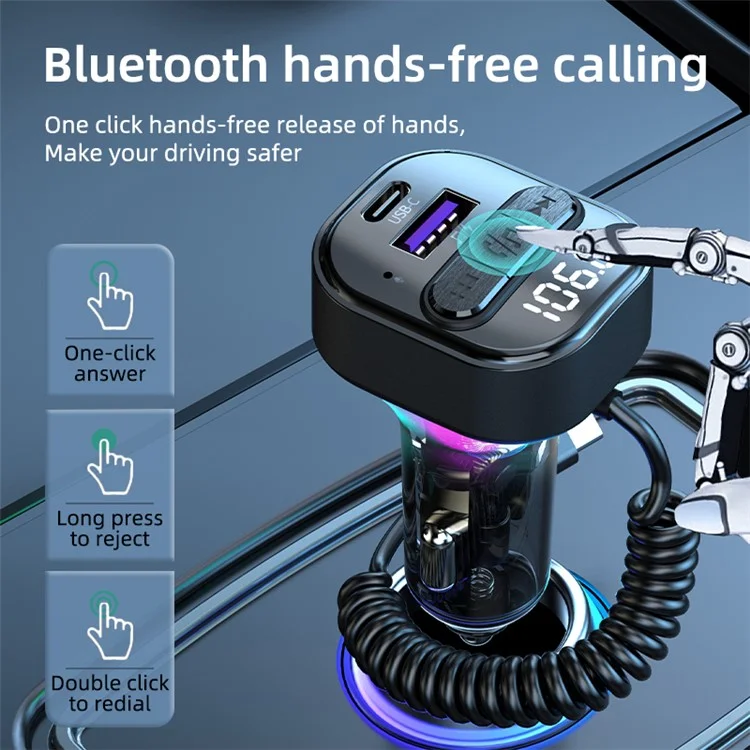 C52 Car FM -передатчик Bluetooth -приемник MP3 Player Сигарета Зажигалка Автомобиля Зарядное Устройство