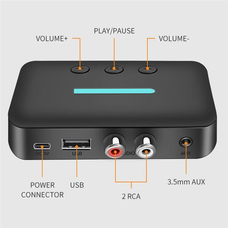 T88 5,3 Bluetooth Audioempfänger-Adapter NFC Kabelloser Bluetooth-Extender 3,5 mm AUX-Lautsprecher 