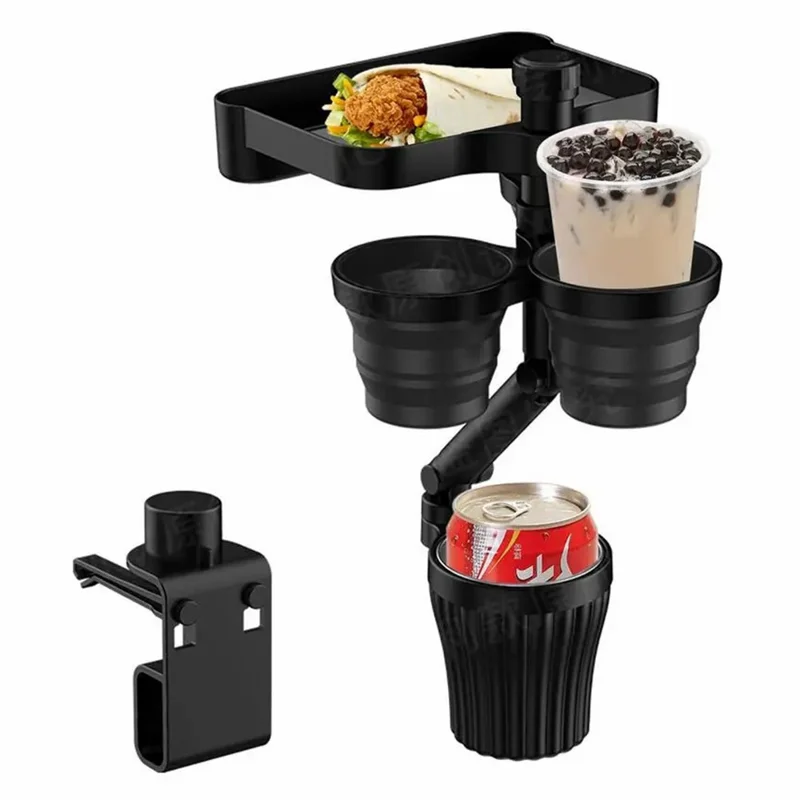 JY-G204 ABS+Stainless Steel Car Cup Holder Meal Tray Drink Cup Storage Rack with Aromatherapy Function