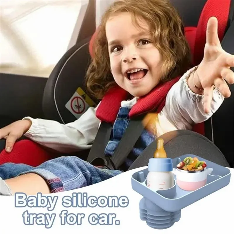 6923 Travel Tray for Kids Toddler Car Seat Silicone Rotatable Cup Holder Food Tray (BPA Free/Not FDA Certificated) - Pink