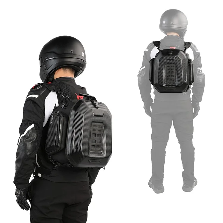 RHINOWALK MT2335 23L-35L Erweiterbare Hart-Motorrad-Taschenhalterung Polyester-Rucksack Schultertasche - Kohlefasertextur