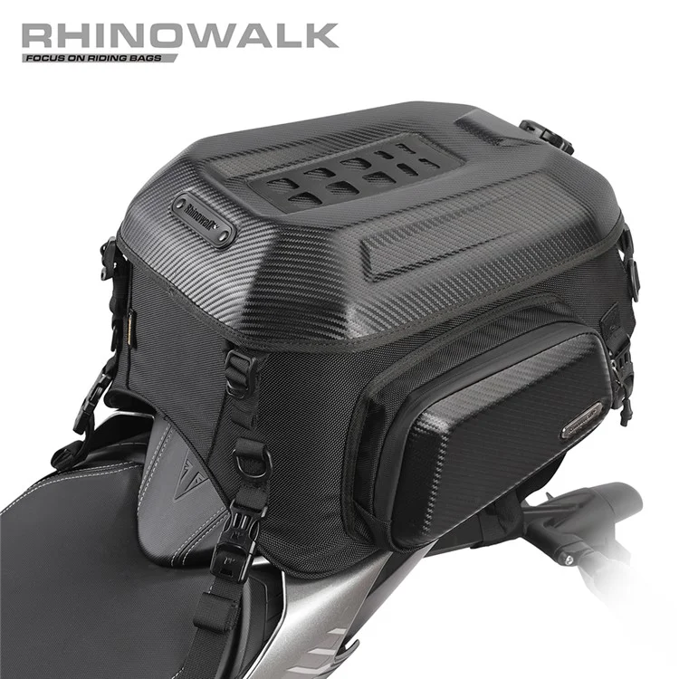 RHINOWALK MT2335 23L-35L Erweiterbare Hart-Motorrad-Taschenhalterung Polyester-Rucksack Schultertasche - Kohlefasertextur