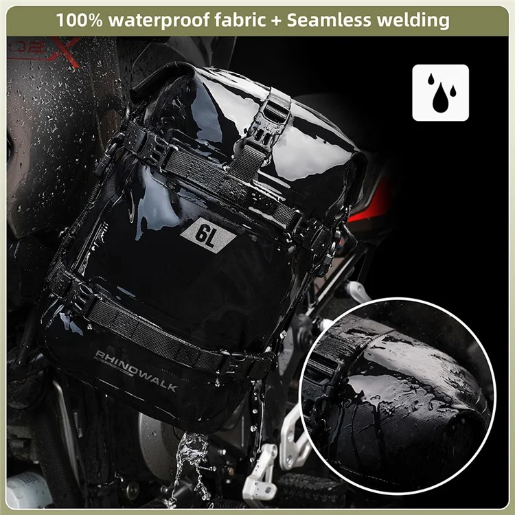 RHINOWALK MT2206 6L Waterproof Motorcycle Side Storage Bag Motorbike Side Bumper Bag - Black