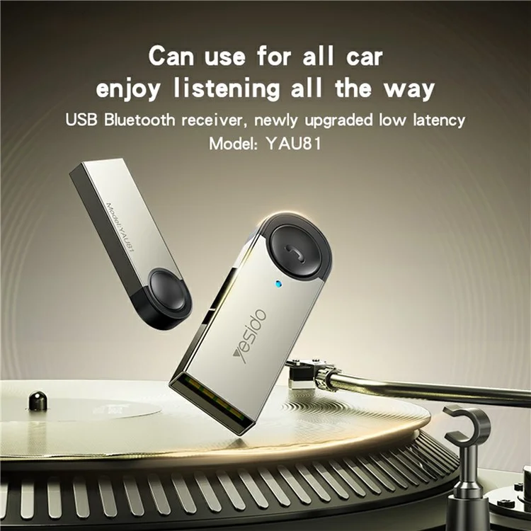 YESIDO YAU81 Adaptador Bluetooth USB Receptor de audio inalámbrico Receptor de música Bluetooth para coche