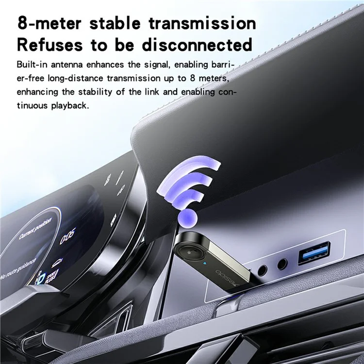 YESIDO YAU81 Adaptador Bluetooth USB Receptor de audio inalámbrico Receptor de música Bluetooth para coche