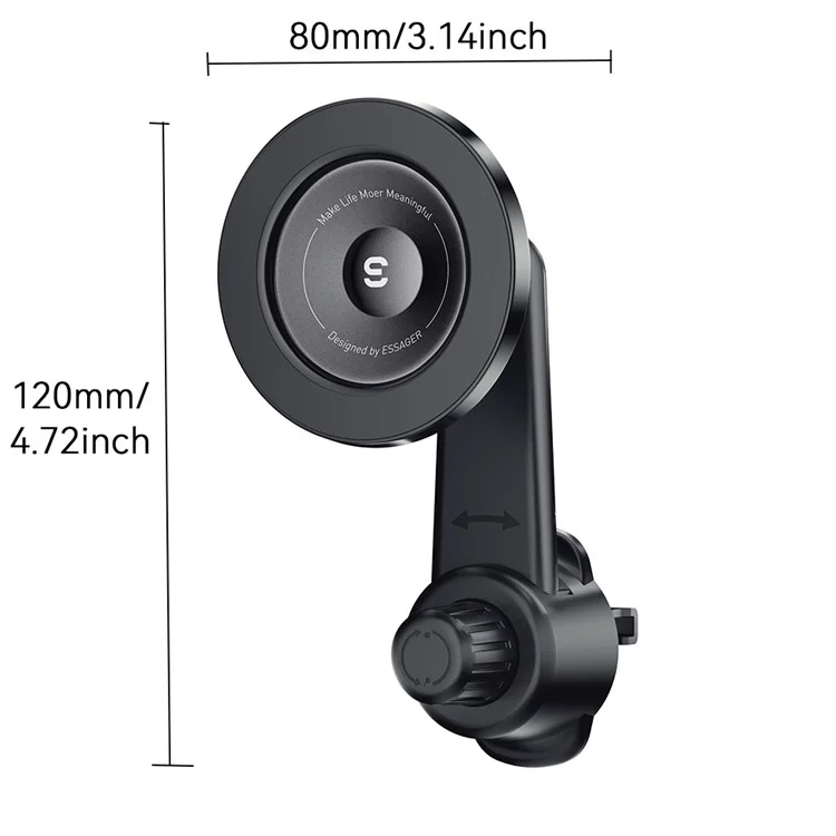 ESSAGER ES-ZJ27 Long Arm Style Magnetic Car Air Vent Phone Holder 360 Degrees Rotation Cellphone Bracket