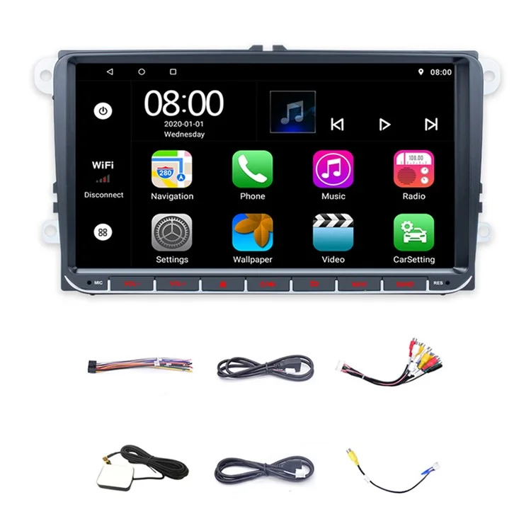 RH-753D Para Golf MK5 / Polo / Passat / Jetta 4G+32G Reprodutor de Mídia Veicular WiFi HD de 9 polegadas com Rádio FM e Exibição de Reversão