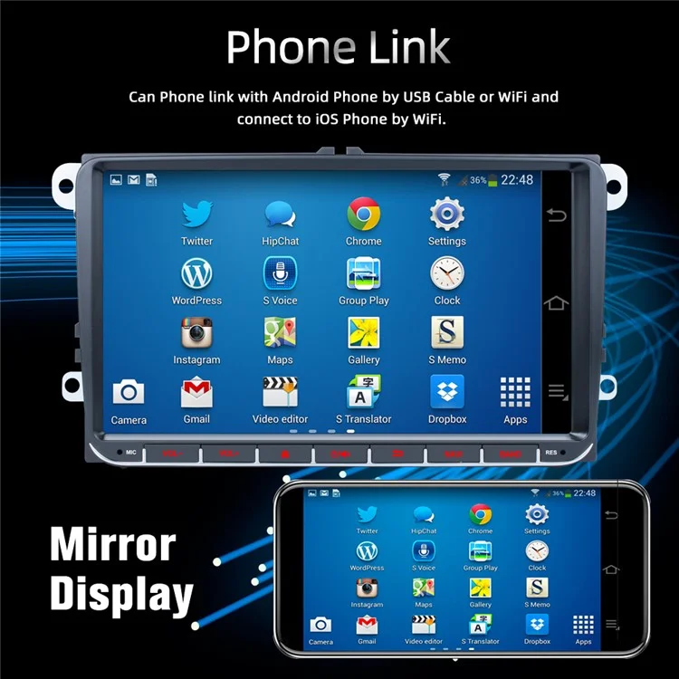 RH-753E For Golf MK5 / Polo / Passat / Jetta 1G+16G 9-inch HD Multimedia Player Car FM Radio Android 13 Carplay Music Video Player