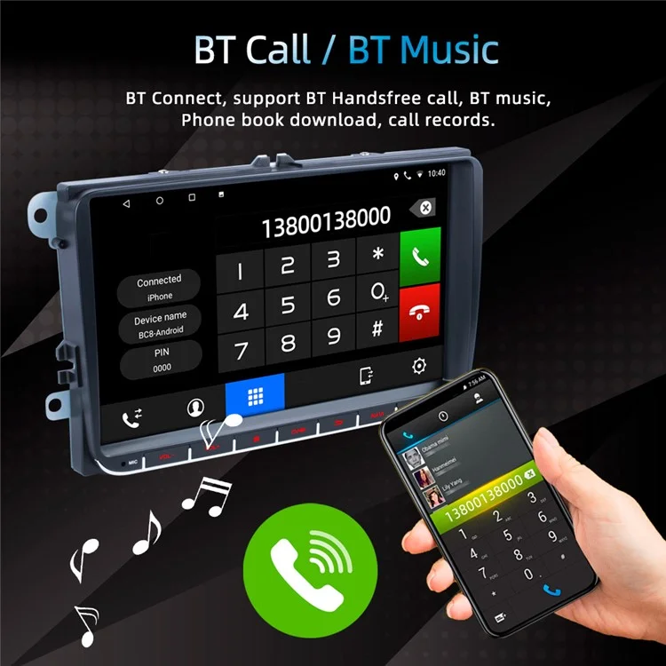 RH-753F For Golf MK5 / Polo / Passat / Jetta 1G+32G 9-inch HD Multimedia Player Car FM Radio Android 13 Carplay Music Video Player