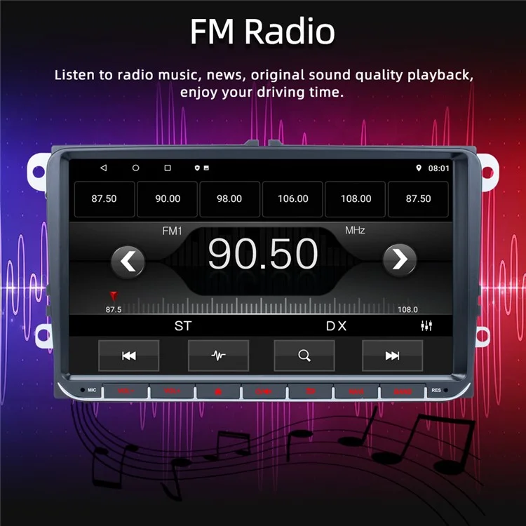 RH-753F For Golf MK5 / Polo / Passat / Jetta 1G+32G 9-inch HD Multimedia Player Car FM Radio Android 13 Carplay Music Video Player