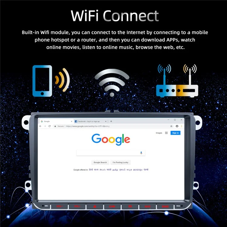 RH-753F For Golf MK5 / Polo / Passat / Jetta 1G+32G 9-inch HD Multimedia Player Car FM Radio Android 13 Carplay Music Video Player