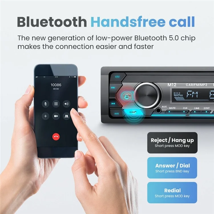 M12 AI Smart Bluetooth Lossless Music Car MP3 Player FM Radio, Unterstützung von TF-Karte