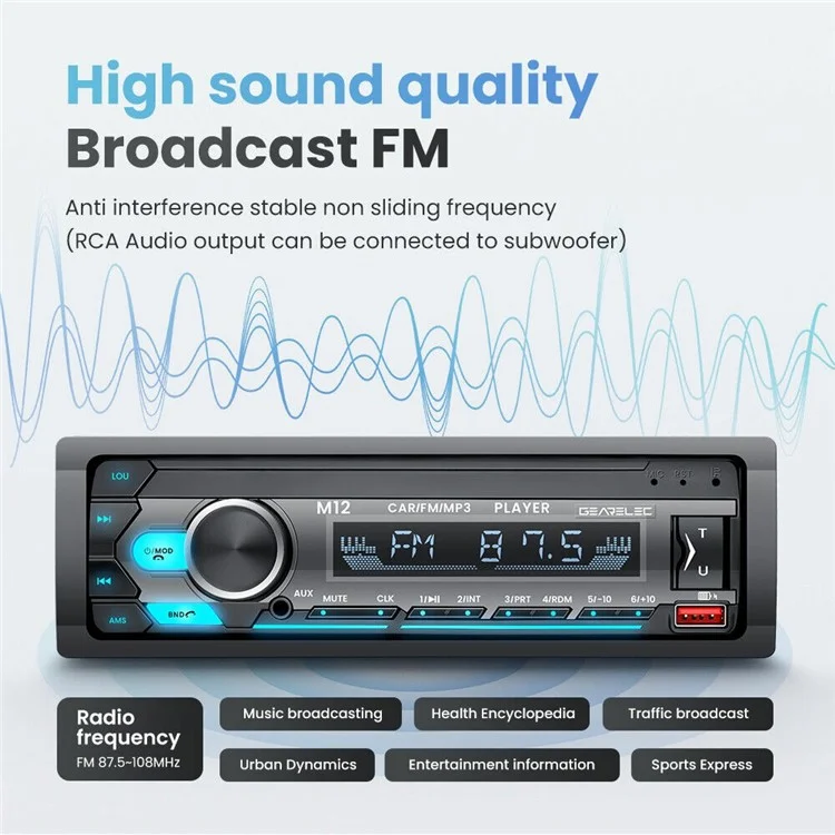 M12 AI Smart Bluetooth Lossless Music Car MP3 Player FM Radio, Unterstützung von TF-Karte