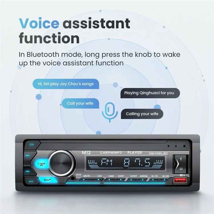M12 AI Smart Bluetooth Lossless Music Car MP3 Player FM Radio, Unterstützung von TF-Karte