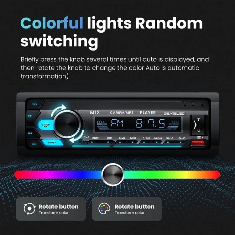 M12 AI Smart Bluetooth Lossless Music Car MP3 Player FM Radio, Unterstützung von TF-Karte
