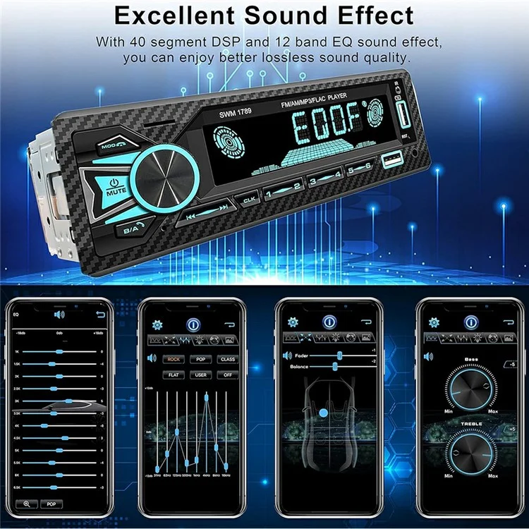 1789 Smart Bluetooth-compatible Lossless Music Car MP3 Player TF / U-Disk / AUX FM Radio Car Player