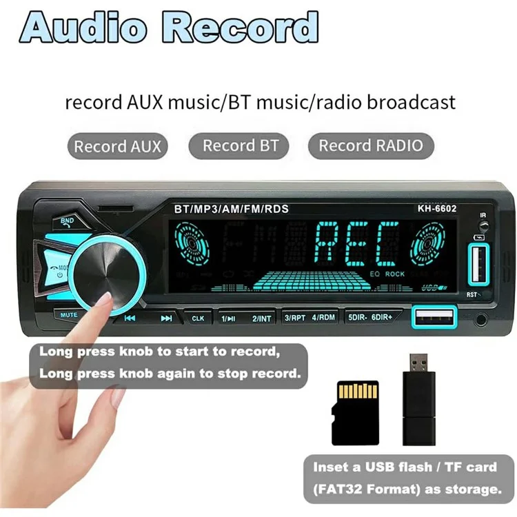 1789 Smart Bluetooth-compatible Lossless Music Car MP3 Player TF / U-Disk / AUX FM Radio Car Player