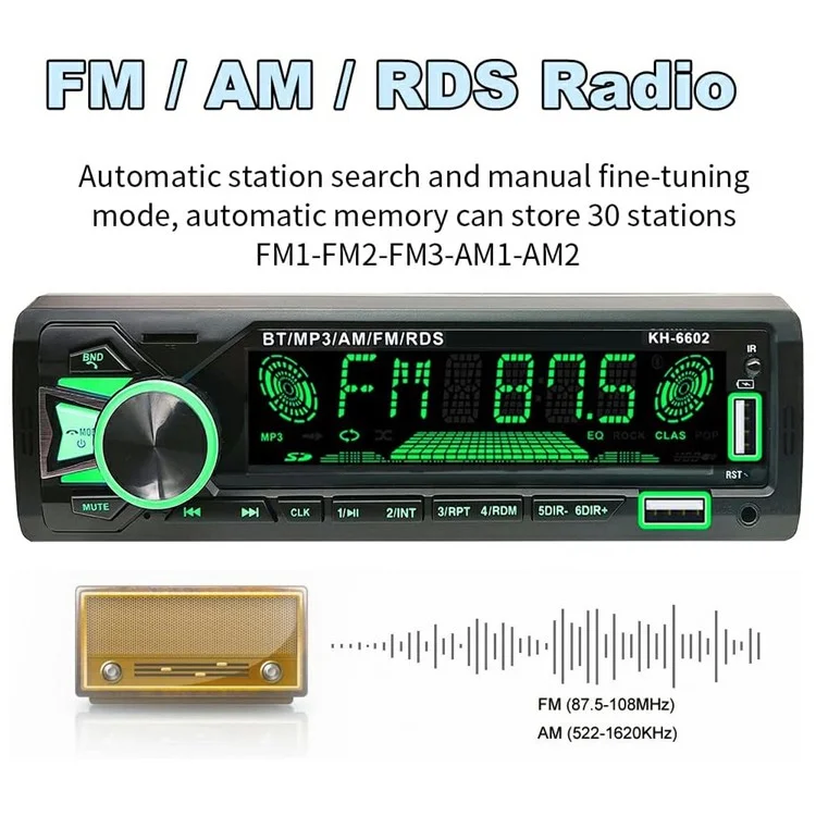 1789 Smart Bluetooth-compatible Lossless Music Car MP3 Player TF / U-Disk / AUX FM Radio Car Player