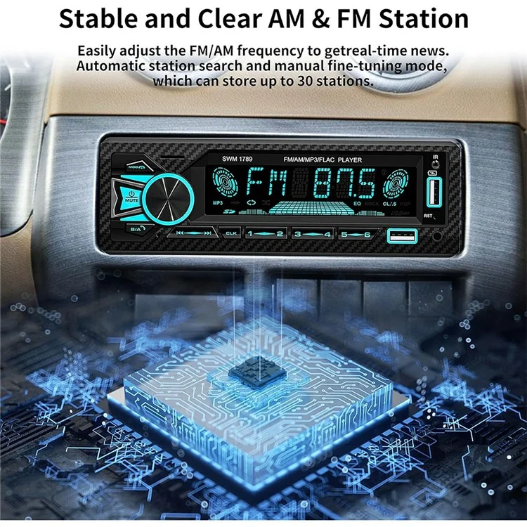 1789 Smart Bluetooth-compatible Lossless Music Car MP3 Player TF / U-Disk / AUX FM Radio Car Player