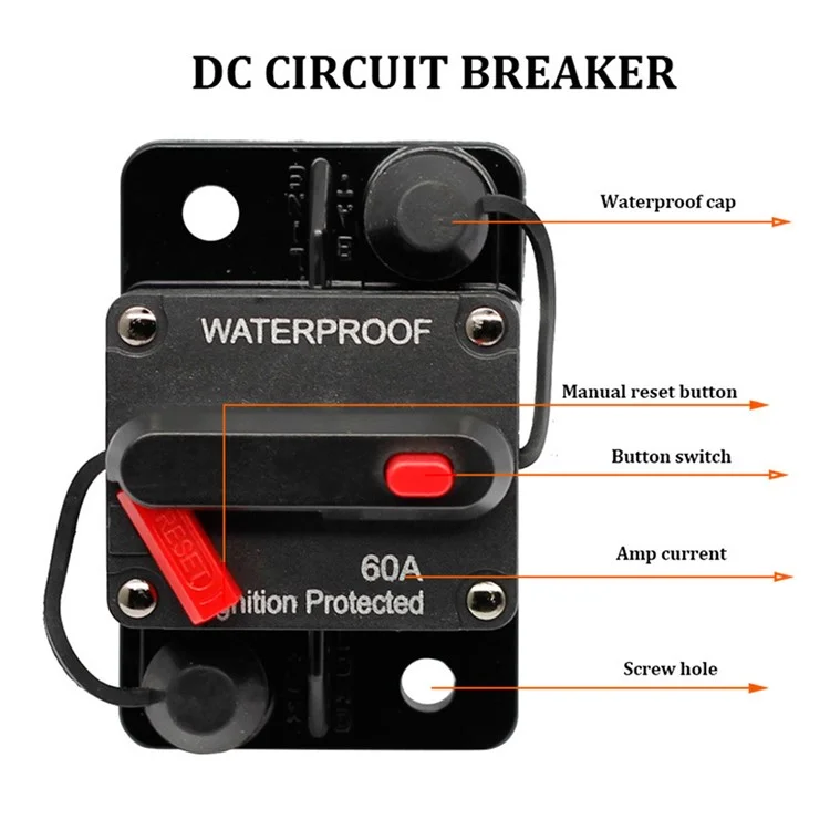 30A - 300A 12 - 48V DC IP67 Wasserdichter Schutzschalter mit manueller Rückstellung für Auto / Yacht / Wohnmobil - 30A