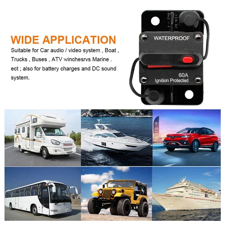 30A - 300A 12 - 48V DC IP67 Wasserdichter Schutzschalter mit manueller Rückstellung für Auto / Yacht / Wohnmobil - 30A