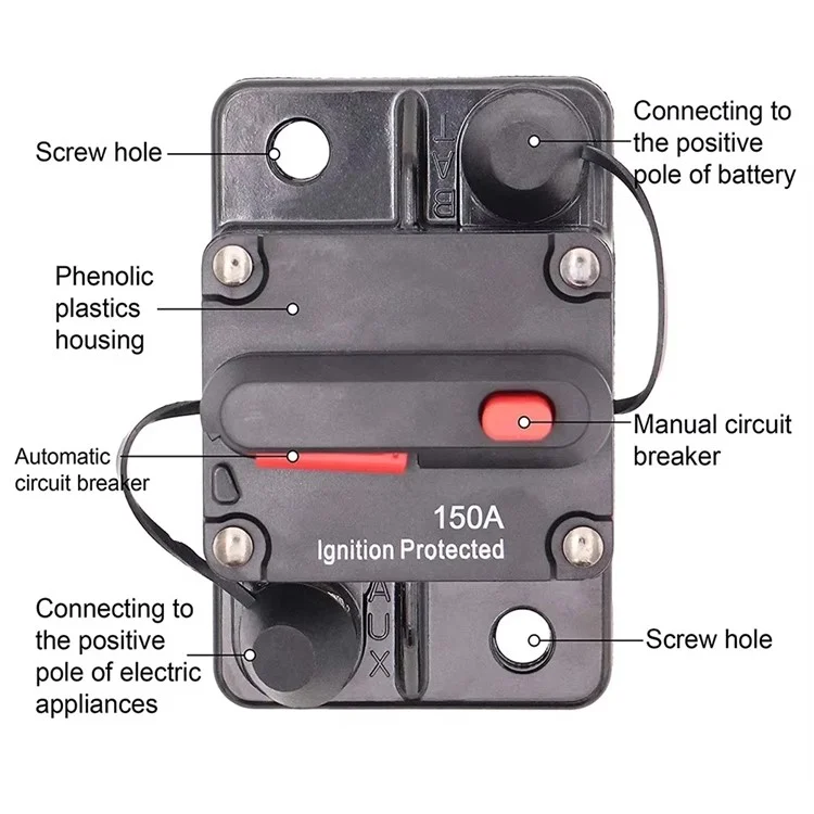 30A - 300A 12 - 48V DC IP67 Wasserdichter Schutzschalter mit manueller Rückstellung für Auto / Yacht / Wohnmobil - 30A