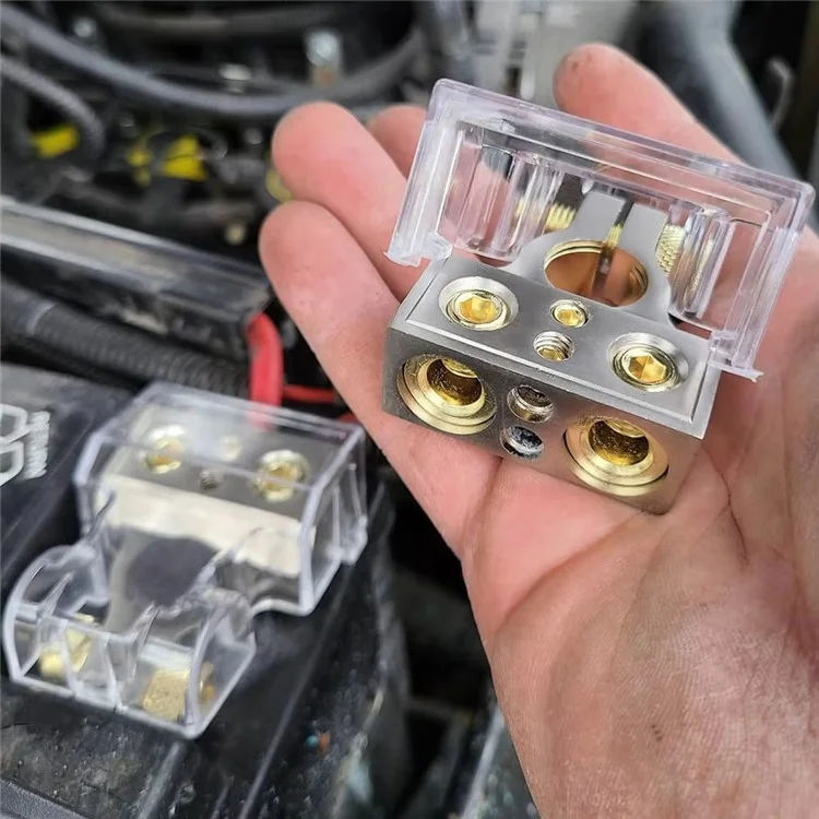 2Pcs Positive and Negative Car Battery Terminal Connectors for Automotive  /  Marine Battery Clamps - Silver+Gold