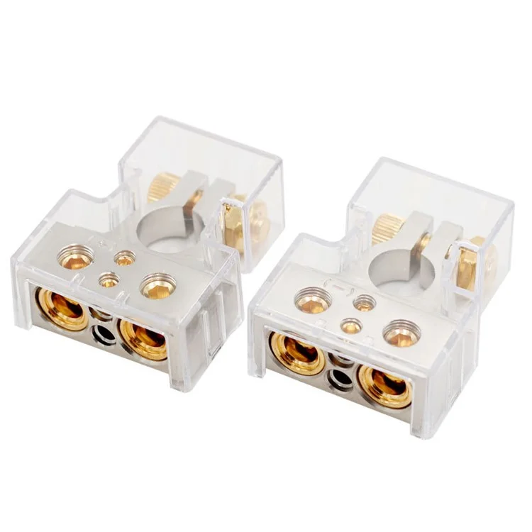 2Pcs Positive and Negative Car Battery Terminal Connectors for Automotive  /  Marine Battery Clamps - Silver+Gold