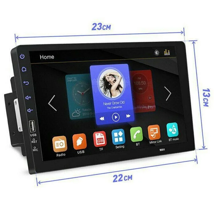 RH752A para Coche Reproductor Multimedia MP5 con Pantalla Táctil de 9 Pulgadas, Bluetooth, Radio FM