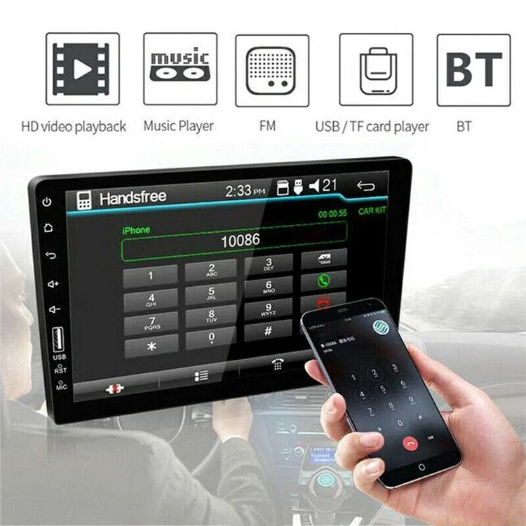 RH752A para Coche Reproductor Multimedia MP5 con Pantalla Táctil de 9 Pulgadas, Bluetooth, Radio FM