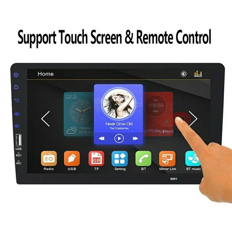 RH752A para Coche Reproductor Multimedia MP5 con Pantalla Táctil de 9 Pulgadas, Bluetooth, Radio FM