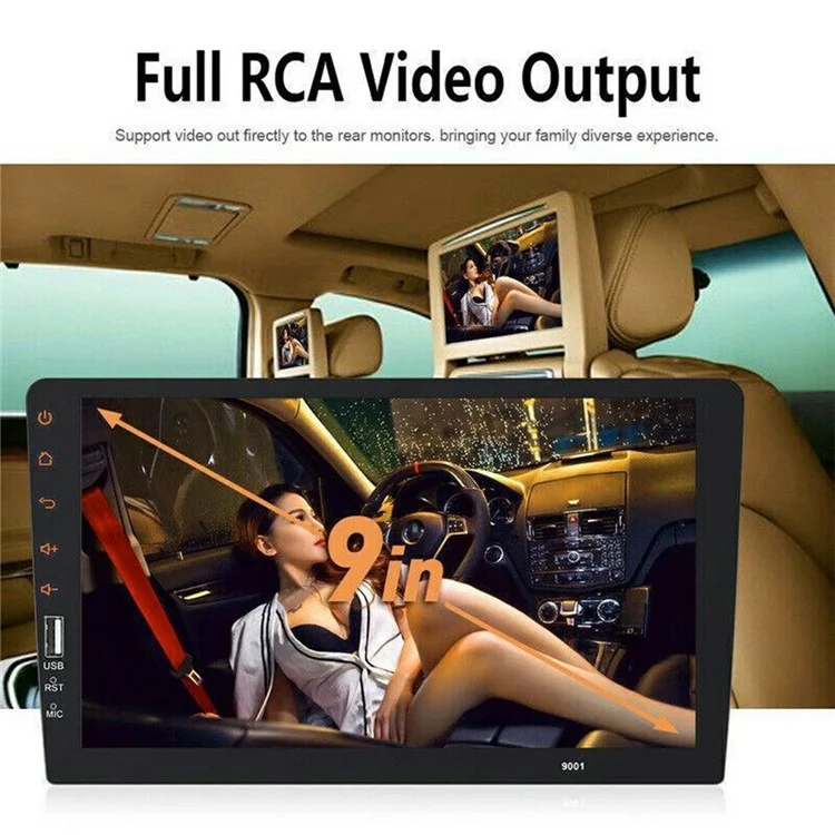 RH752A para Coche Reproductor Multimedia MP5 con Pantalla Táctil de 9 Pulgadas, Bluetooth, Radio FM