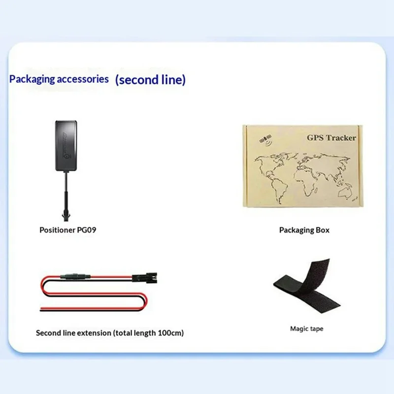 PG09 Portable GPS Tracker 4G Real Time Vehicle Tracking Device for Car / Motorcycle / Truck, 4-Wire Version - Black