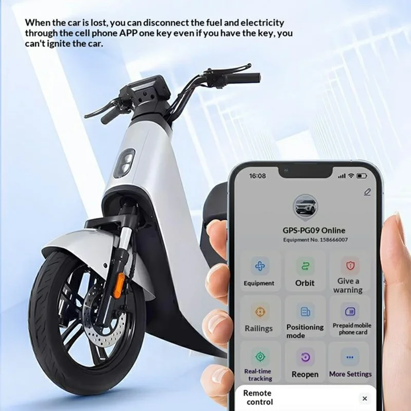 PG09 Portable GPS Tracker 4G Real Time Vehicle Tracking Device for Car / Motorcycle / Truck, 4-Wire Version - Black