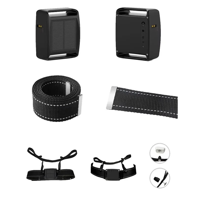 4G Real Time GPS Tracker Solar Powered Cattle Sheep Anti-theft Locator - Black