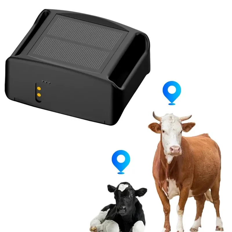 4G Real Time GPS Tracker Solar Powered Cattle Sheep Anti-theft Locator - Black